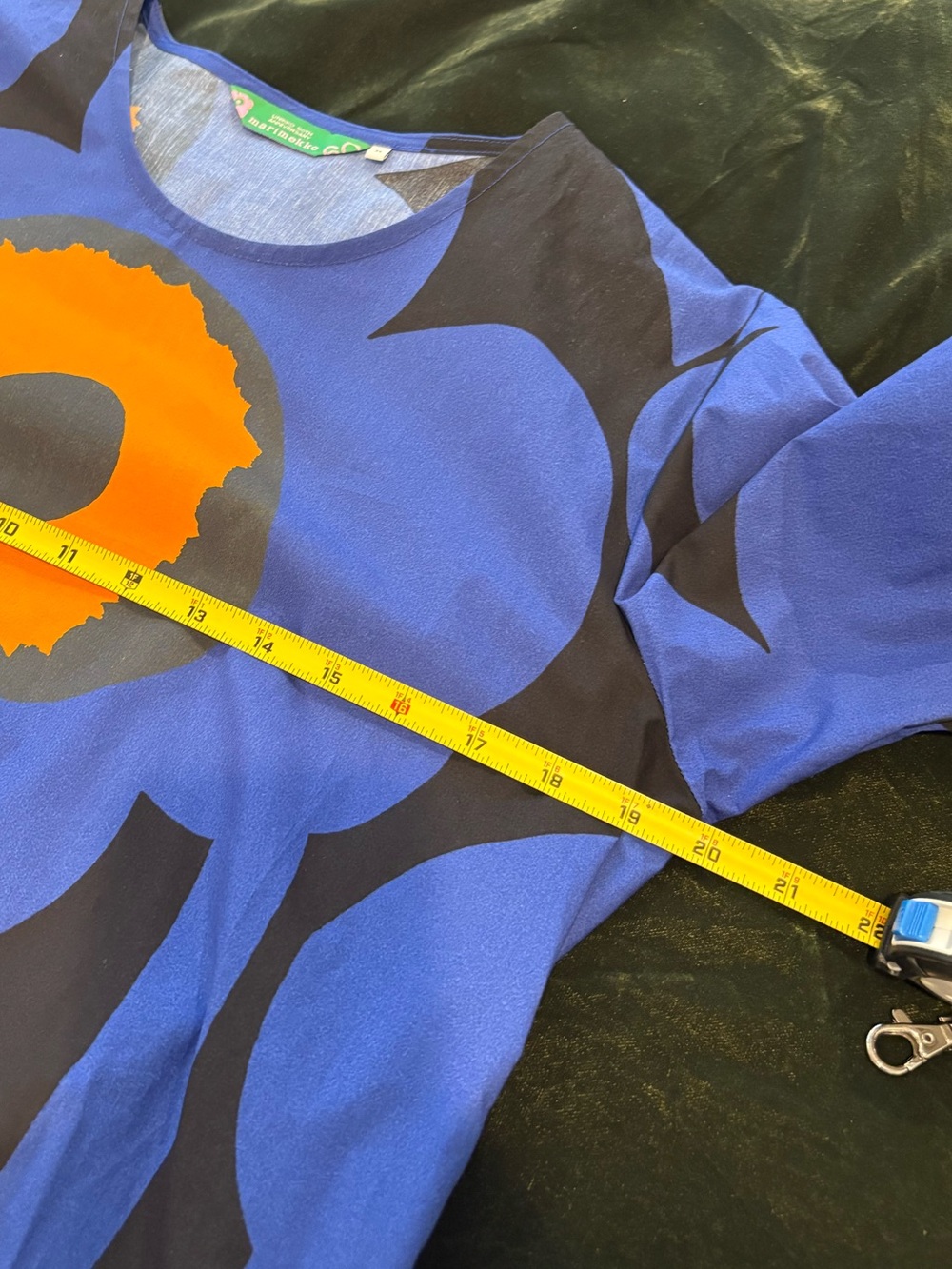 Stunning Marimekko Blue & Orange Floral Midi Dress Size Small/Medium 34 NWOT - Picture 8 of 9